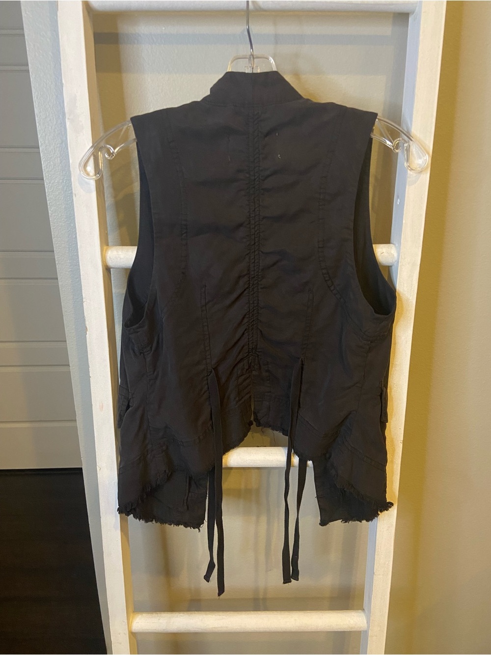 We The Free Black Sleeveless Button Vest with Ties - Picture 9 of 9